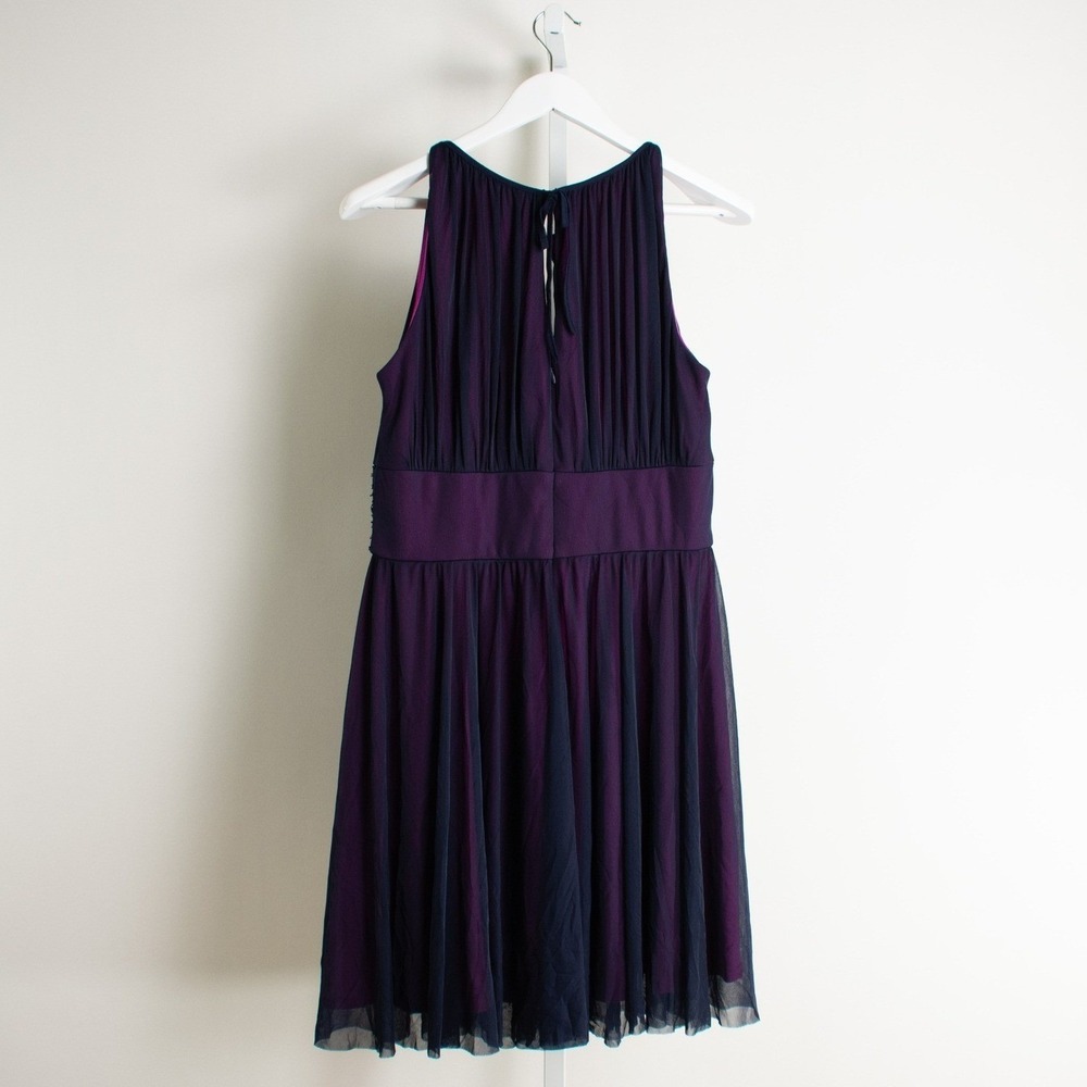 Jessica Howard Purple Beaded Halter Neck Sleeveless Cocktail Party Dress 14 P - Picture 2 of 8